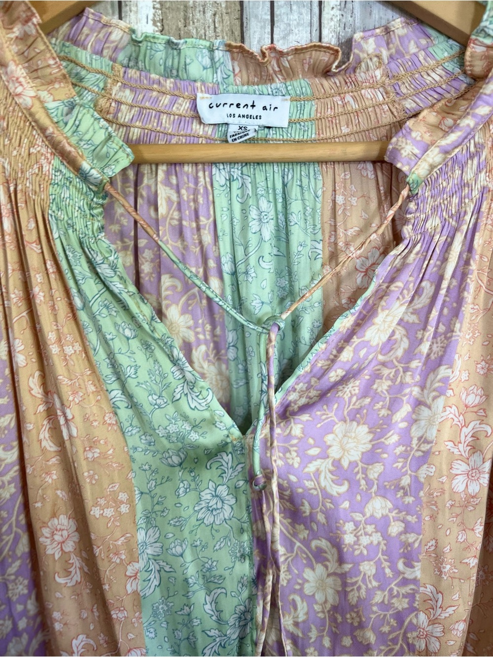 Current Air Patchwork Floral Blouse Boho Cottagecore Lightweight Top XS - Picture 4 of 6